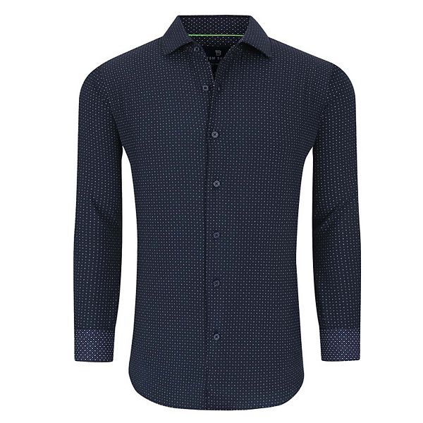 Tom Baine Slim Fit Performance Long Sleeve Geometric Button Down Tom Baine