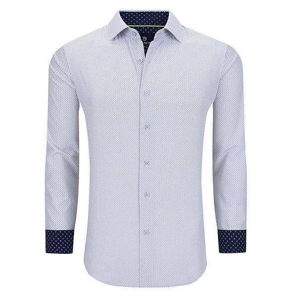 Tom Baine Slim Fit Performance Long Sleeve Geometric Button Down Tom Baine