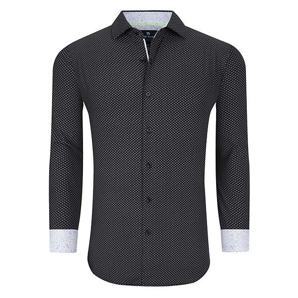 Tom Baine Slim Fit Performance Long Sleeve Geometric Button Down Tom Baine