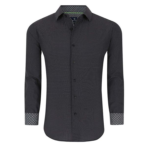 Tom Baine Slim Fit Performance Long Sleeve Geometric Button Down Tom Baine