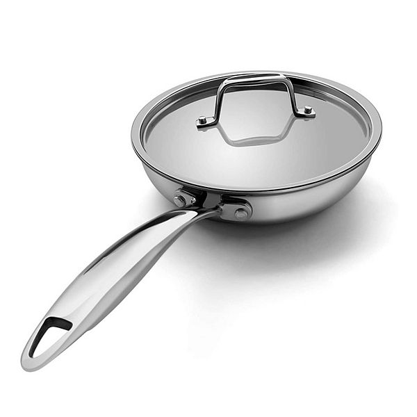 8-Inch Triple-Ply Stainless Steel Fry Pan with Lid Mega Casa