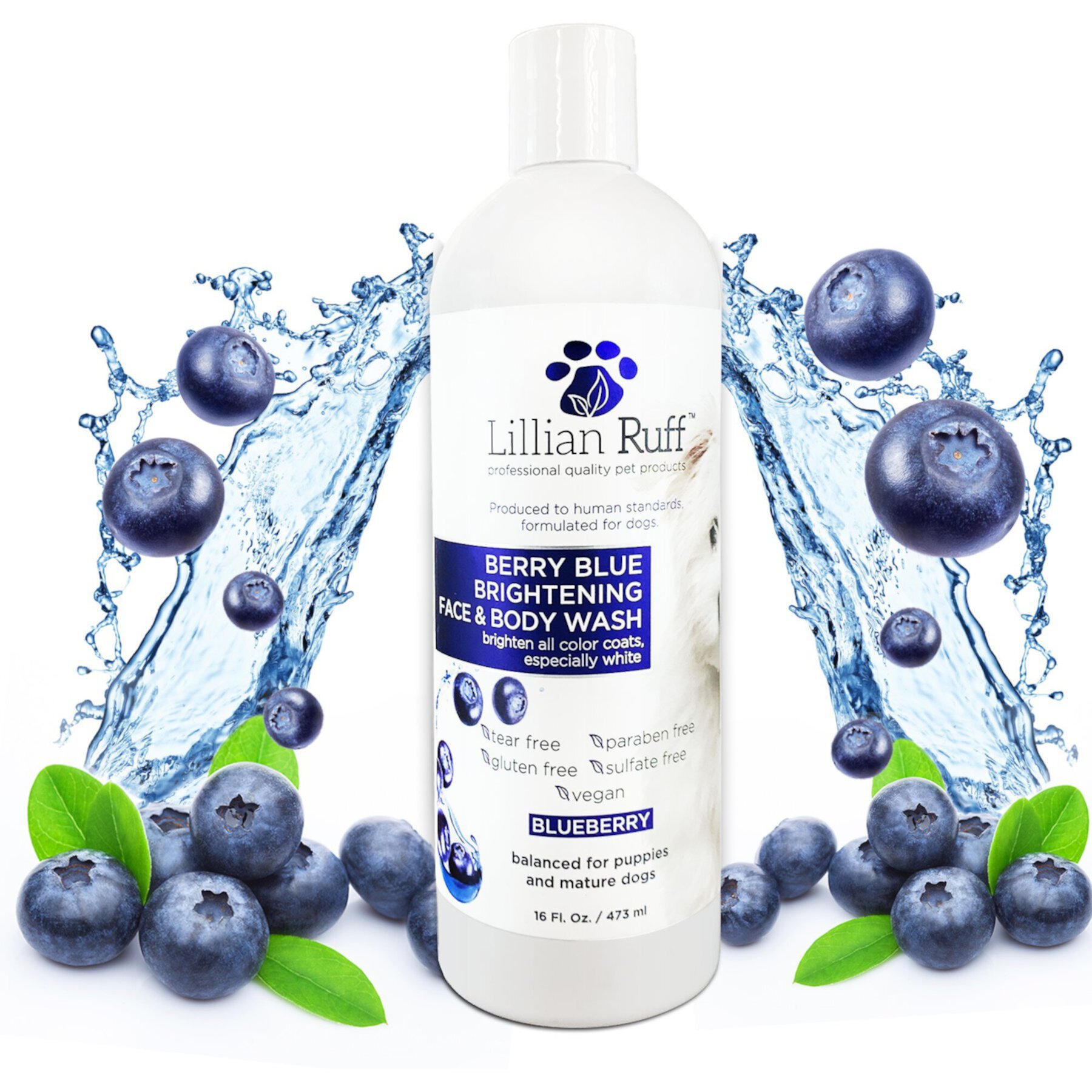 Lillian Ruff Berry Blue Brightening Dog & Cat Face & Body Wash Lillian Ruff