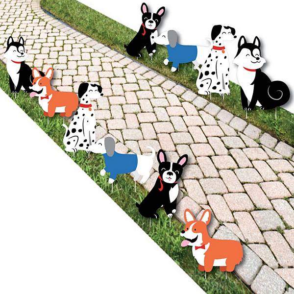 Big Dot of Happiness Pawty Like a Puppy - Lawn Decor - Outdoor Party Yard Decor - 10 Pc Big Dot of Happiness