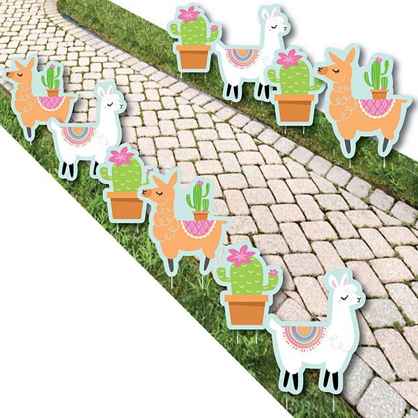 Big Dot of Happiness Whole Llama Fun - Lawn Decor Outdoor Llama Fiesta Party Yard Decor 10 Pc Big Dot of Happiness