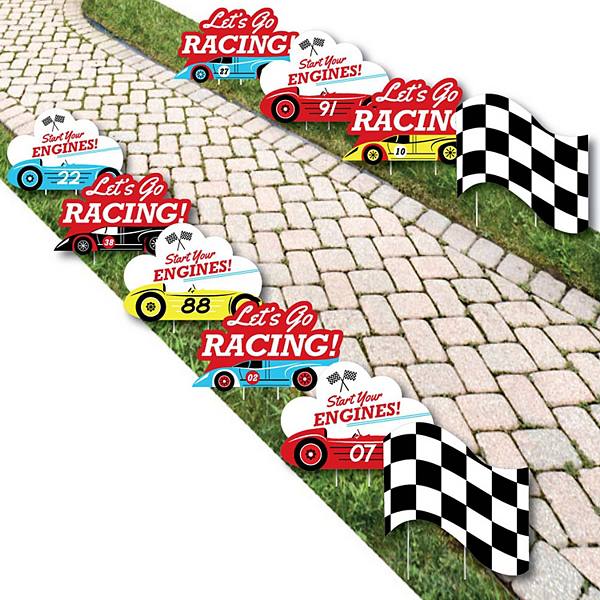 Big Dot of Happiness Let's Go Racing - Racecar - Lawn Decor - Outdoor Party Yard Decor 10 Pc Big Dot of Happiness