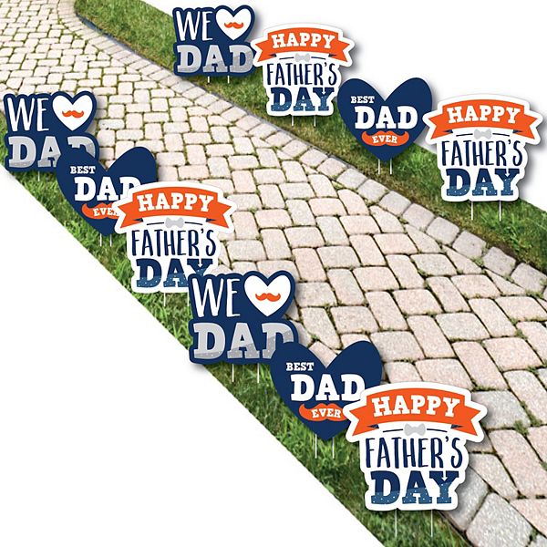 Big Dot of Happiness Happy Father's Day Lawn Decor Outdoor We Love Dad Party Yard Decor 10 Pc Big Dot of Happiness