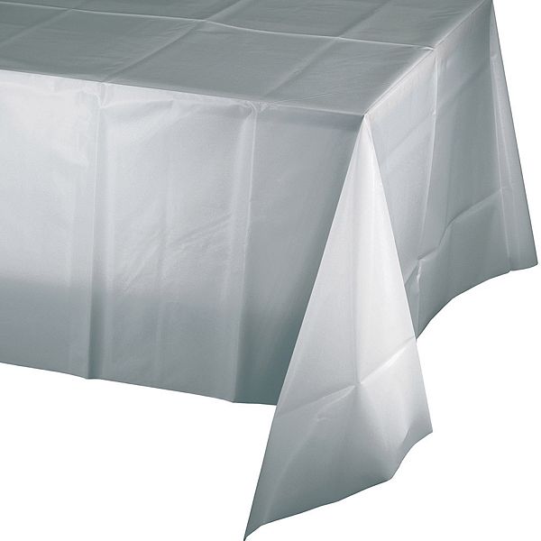 Club Pack Of 12 Silver Solid Shimmering Rectangular Tablecovers 108" Party Central