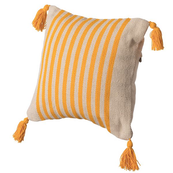 Handwoven Cotton Throw Pillow Cover with Striped Lines with Filler Deerlux