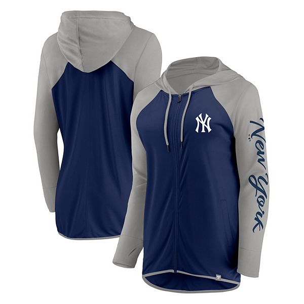 Women's Fanatics Navy/Gray New York Yankees Script Sleeve Full-Zip Hoodie Fanatics Brands - White Label