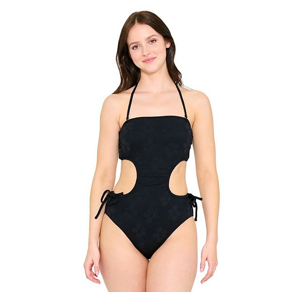 Juniors' Ninety-Nine° Cut-Out Bandeau One-Piece Swimsuit Ninety-Nine Degrees