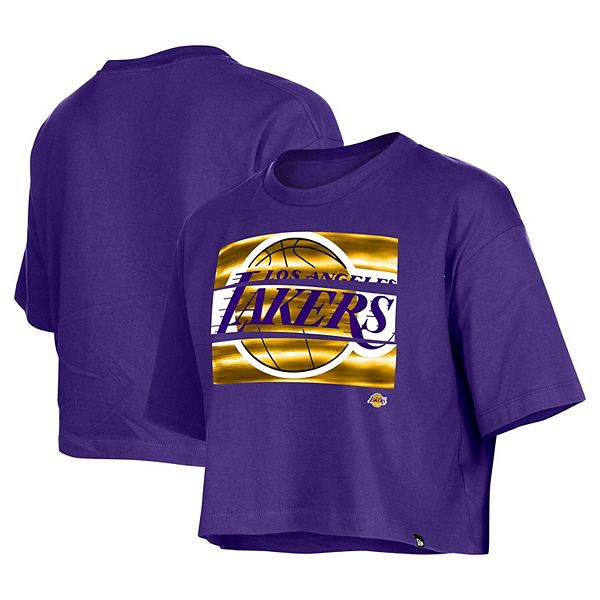 Women's New Era Purple Los Angeles Lakers Oversized Boxy Crop T-Shirt New Era