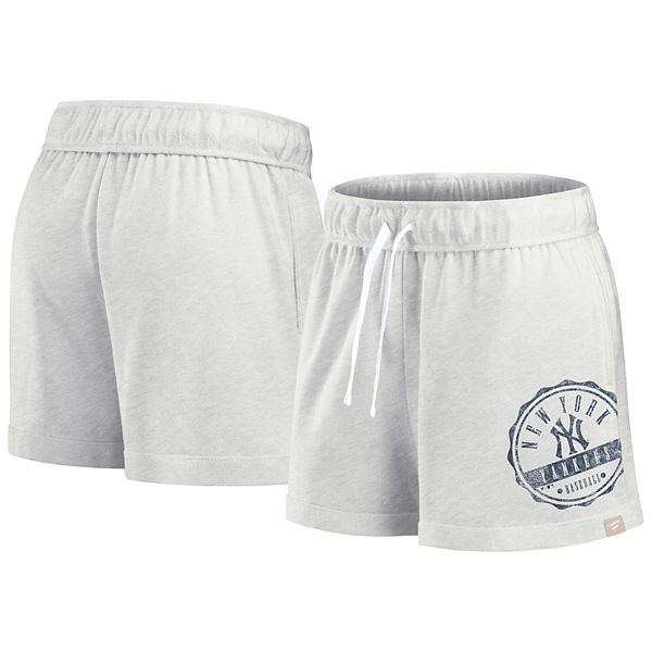 Women's Fanatics Branded Oatmeal New York Yankees Oversized Badge Lounge Shorts Unbranded