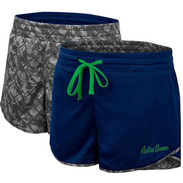 Women's Colosseum Navy/Charcoal Notre Dame Fighting Irish Fun Stuff Reversible Shorts Colosseum