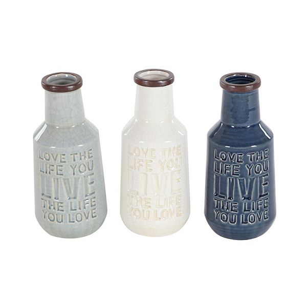 Stella & Eve Love The Life You Live Ceramic Vase 3-Piece Set Stella & Eve