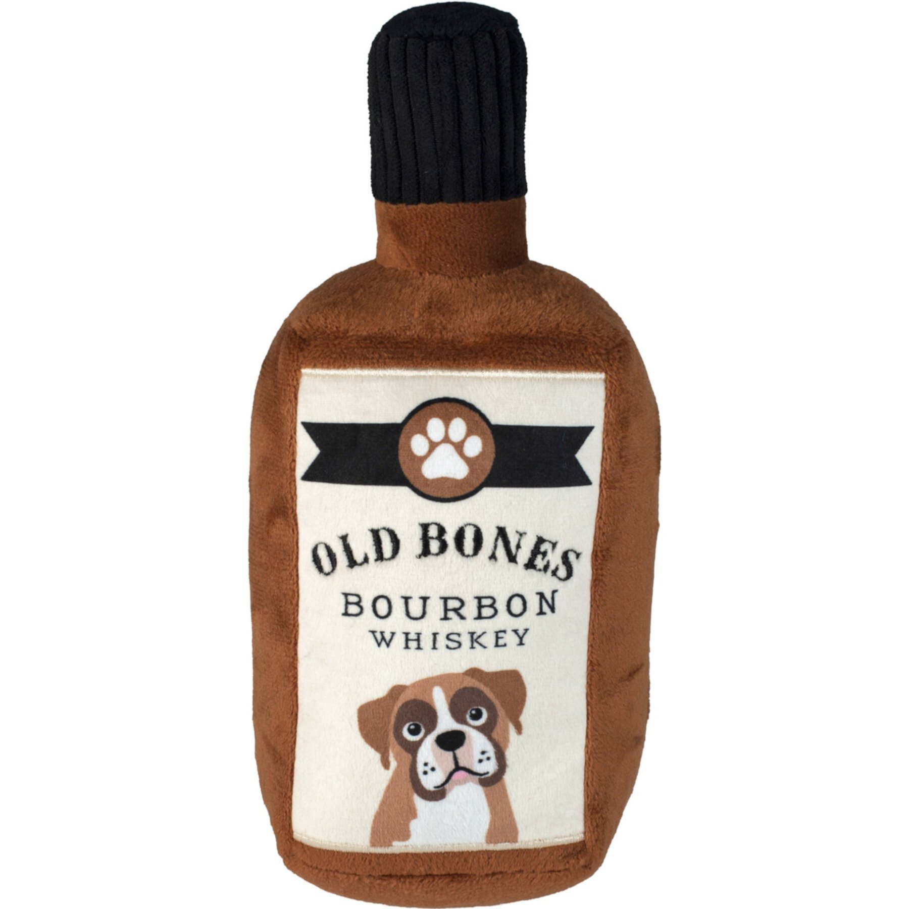 PETSHOP BY FRINGE STUDIO Old Bones Whiskey Squeaky Plush Dog Toy PETSHOP BY FRINGE STUDIO