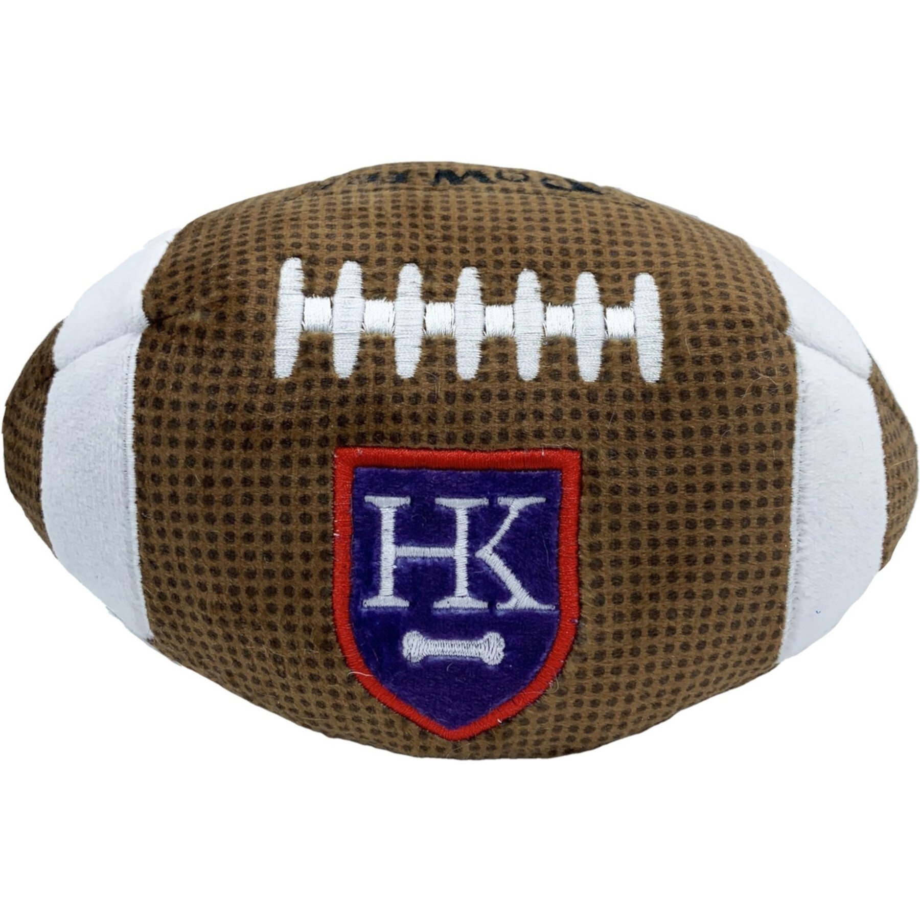 Huxley & Kent Dog Power Plush HK Football Dog Toy, Brown/White Huxley & Kent