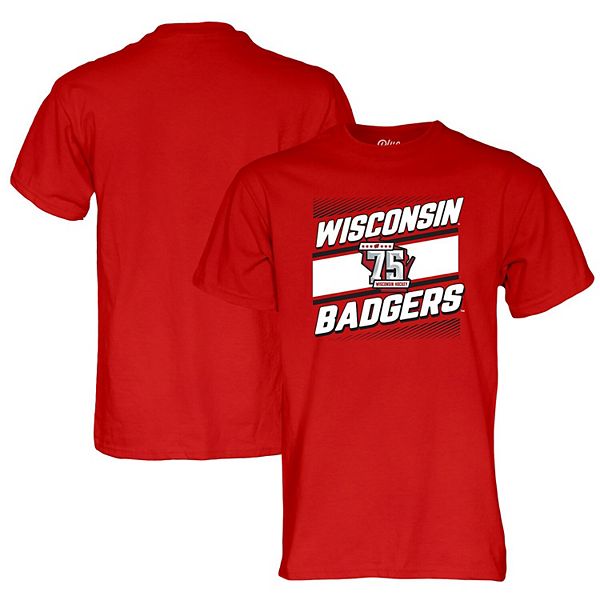 Мужская красная футболка Blue 84 с графикой Wisconsin Badgers в честь 75-летия хоккея Blue 84