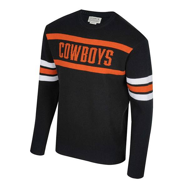 Unisex Uscape Apparel Black Oklahoma State Cowboys Renew Knit Vintage Pullover Sweater Uscape Apparel