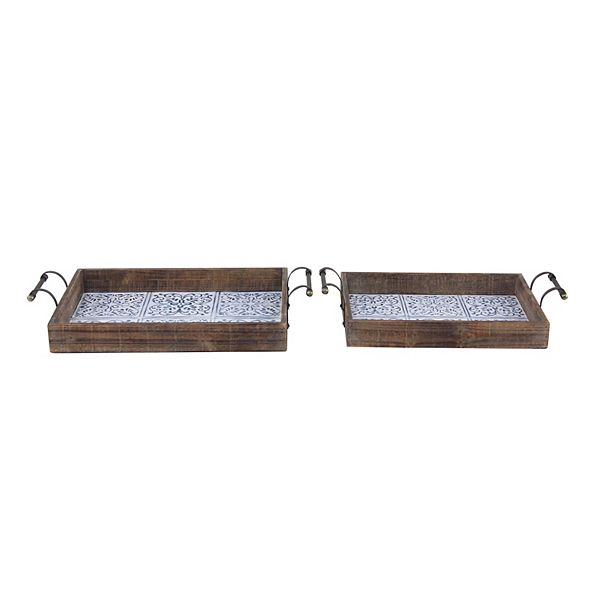 Stella & Eve Fir Wood Serving Tray 2-Piece Set Stella & Eve