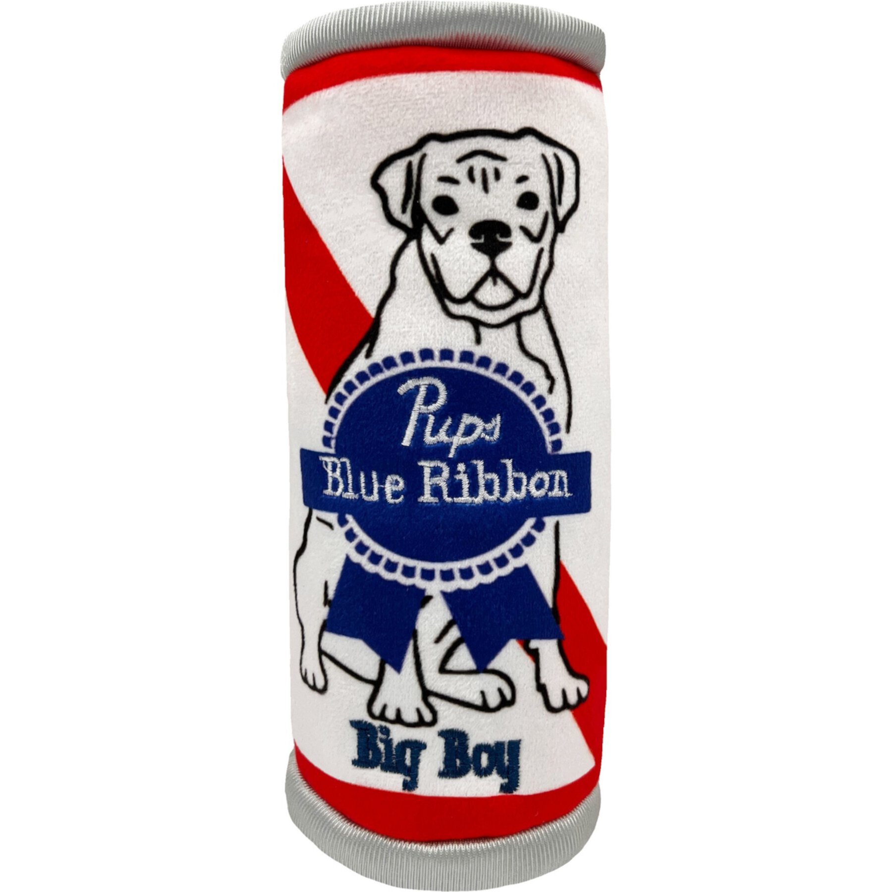 Huxley & Kent Dog Power Plush Pups Blue Ribbon Dog Toy, White/Red/Blue Huxley & Kent