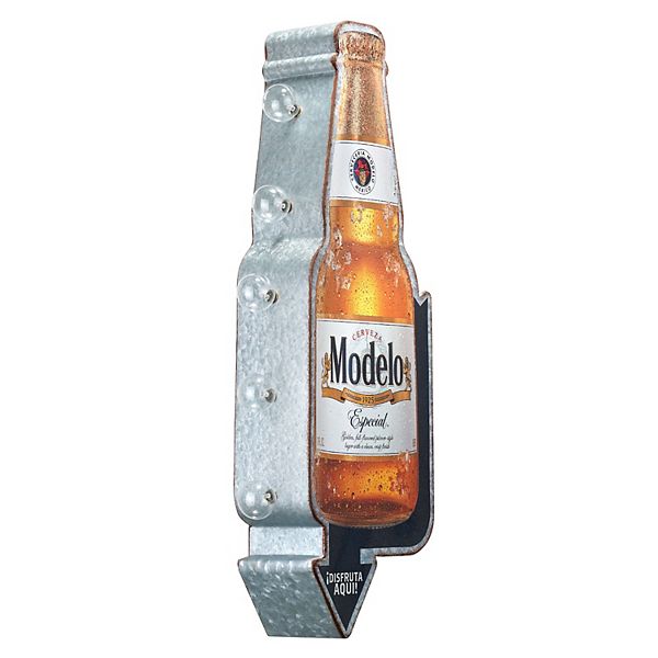 Металлическая светящаяся настенная реклама Modelo Especial Cerveza, высота 63,5 см, двусторонний дизайн, с 1 заменяемой лампочкой American Art Décor