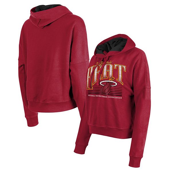 Women's New Era Red Miami Heat Boxy Pullover Hoodie New Era