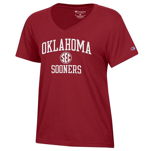 Женская футболка с коротким рукавом Oklahoma Sooners SEC от Champion, 60% хлопок, 40% полиэстер, с принтом Champion