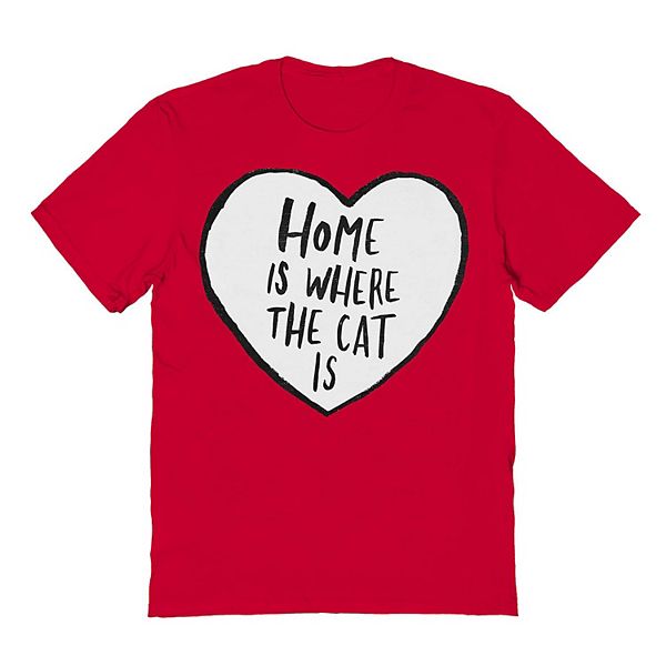 Men's Home Is Where The Cat Is Valentine's Graphic Tee Licensed Character