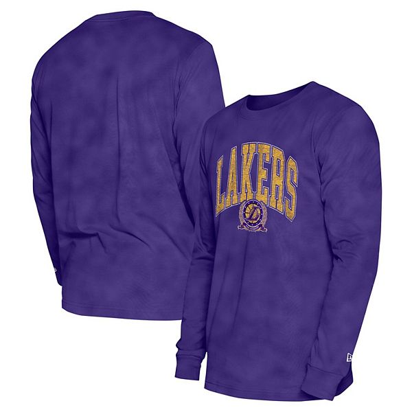 Unisex New Era  Purple Los Angeles Lakers Oversized Essentials Enzyme Wash Long Sleeve T-Shirt New Era