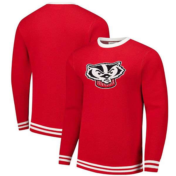 Unisex Uscape Apparel Red Wisconsin Badgers Renew Knit Vintage Pullover Sweater Uscape Apparel