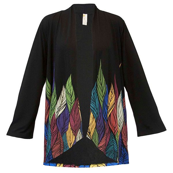 Abstract Leaves Women's Adult Long Sleeve Kimono MCCC Sportswear