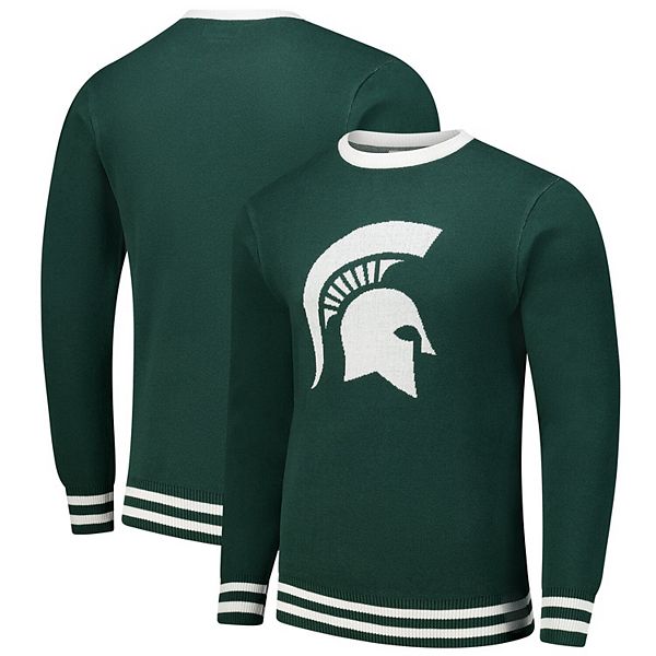 Unisex Uscape Apparel Green Michigan State Spartans Renew Knit Vintage Pullover Sweater Uscape Apparel