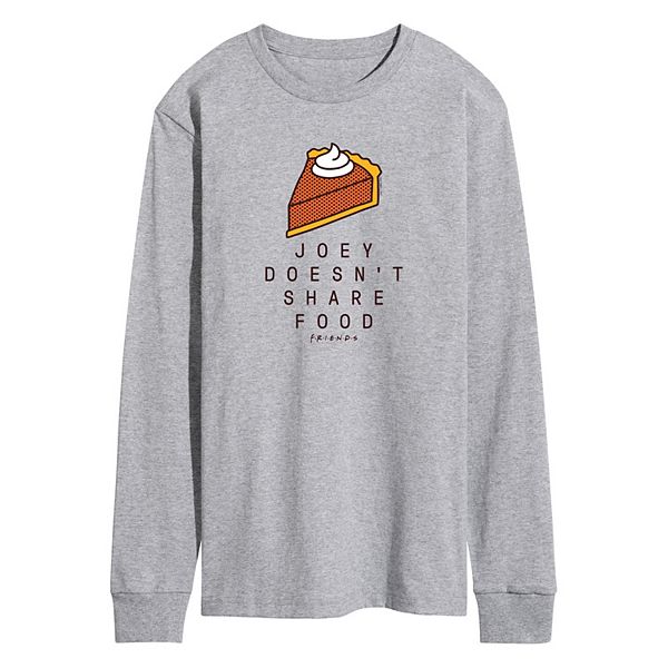 Men's Friends Joey Doesn't Share Food Long Sleeve Graphic Tee Licensed Character