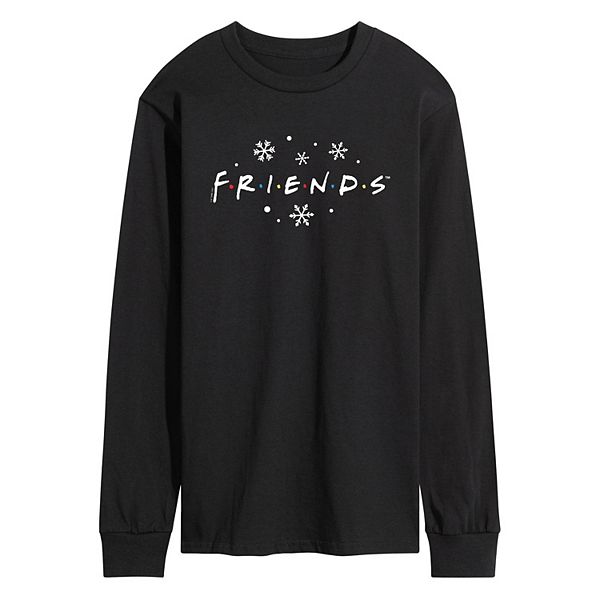 Men's Friends Logo Snowflakes Long Sleeve Graphic Tee Licensed Character