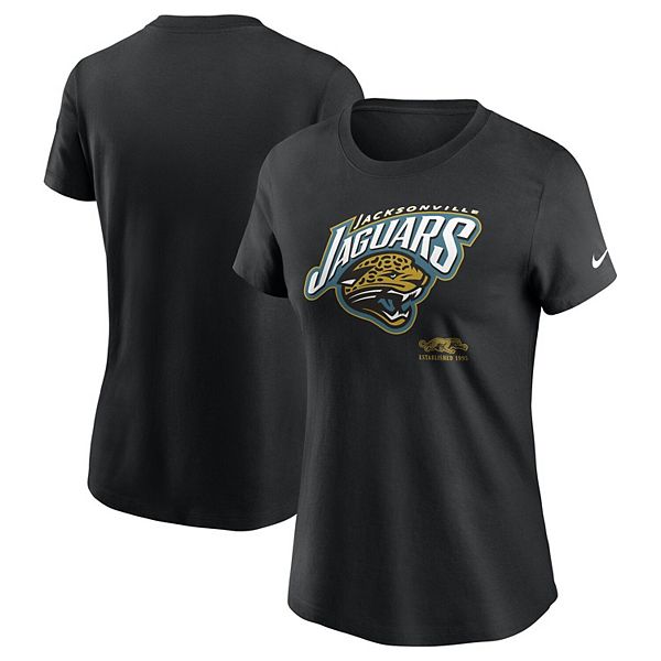 Женская черная футболка Nike Jacksonville Jaguars Prowler Throwback Est. 1995 из 100% хлопка с коротким рукавом NFL