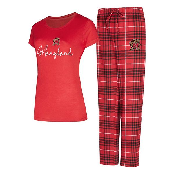 Women's Concepts Sport  Red Maryland Terrapins Vector T-Shirt & Flannel Pants Sleep Set Unbranded