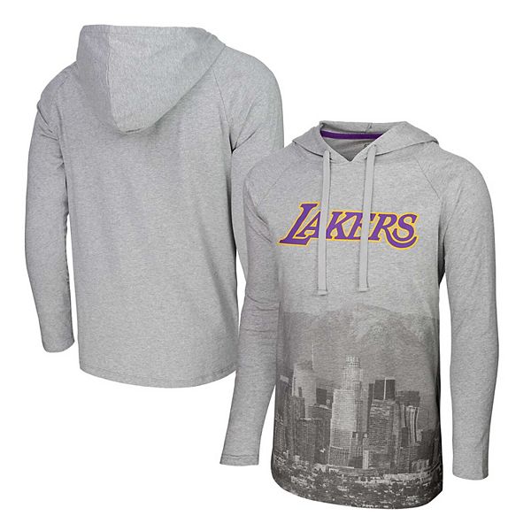 Men's Stadium Essentials Heather Gray Los Angeles Lakers Atrium Raglan Long Sleeve Hoodie T-Shirt Stadium Essentials