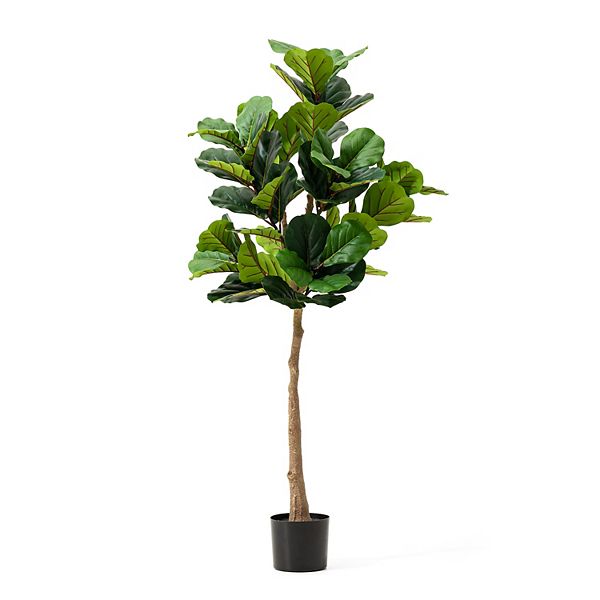 Glitzhome 5ft Faux Fiddle Leaf Fig Plant In Pot Glitzhome