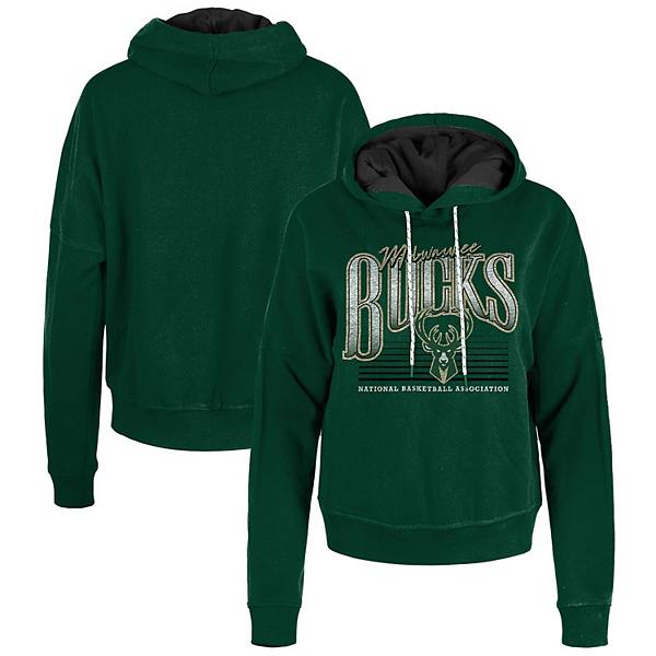 Women's New Era Hunter Green Milwaukee Bucks Boxy Pullover Hoodie New Era