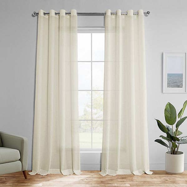 EFF 1-Panel Faux Linen Grommet Sheer Curtain Eff