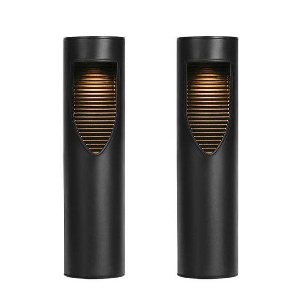 Techko 2-Piece Outdoor Solar-Powered Bollard Path Lights Set Techko