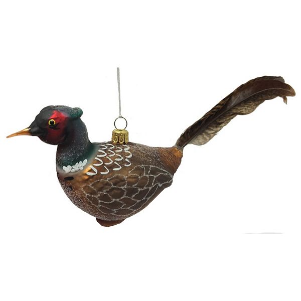 Pinnacle Peak Trading Pheasant Bird With Feather Tail Polish Glass Christmas Tree Ornament Pinnacle Peak Trading Company