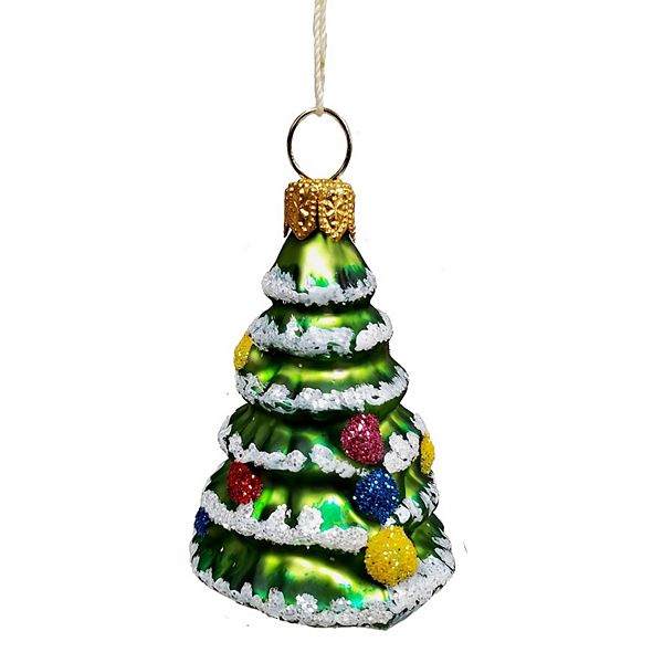 Pinnacle Peak Trading Miniature Decorated Christmas Tree Polish Glass Ornament Mini Pinnacle Peak Trading Company