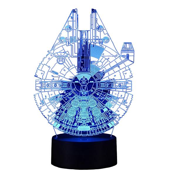 3D ночник Star Wars - Миллениум Фалкон, 7 цветов, LED, 50000 часов работы, зарядка от USB или батареек Night Light Designs