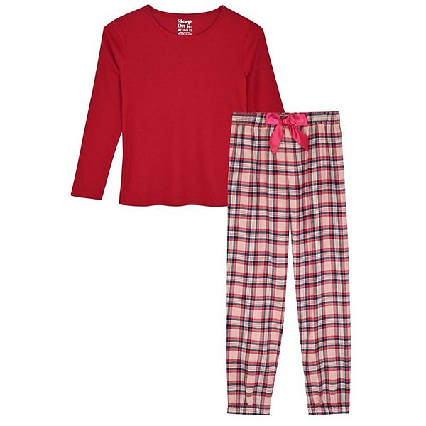 Sleep On It Girls 2-piece Woven Flannel Plaid Pajama Sets Sleep On It