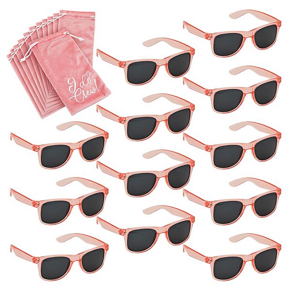 Set Of 12 Bachelorette Sunglasses, Bridesmaid, Bridal Party Favors (pink) Sparkle and Bash