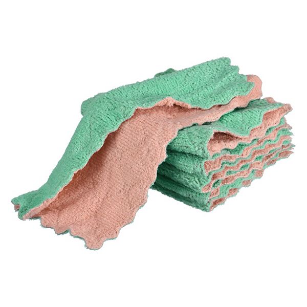 12 Pcs Kitchen Dish Cloths, 9.4" Coral Velvet Cleaning Cloths Unique Bargains