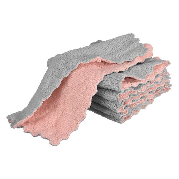 6pcs Kitchen Dish Towel 9.8" Absorbent Coral Fleece Dish Cloth Unique Bargains