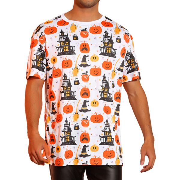 Men's Short Sleeved Party Graphic Tee Pumpkin Printed T-shirt Lars Amadeus