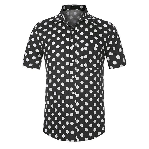 Dress Shirts For Men's Slim Fit Polka Dots Button Short Sleeves Short Shirts Tops Lars Amadeus